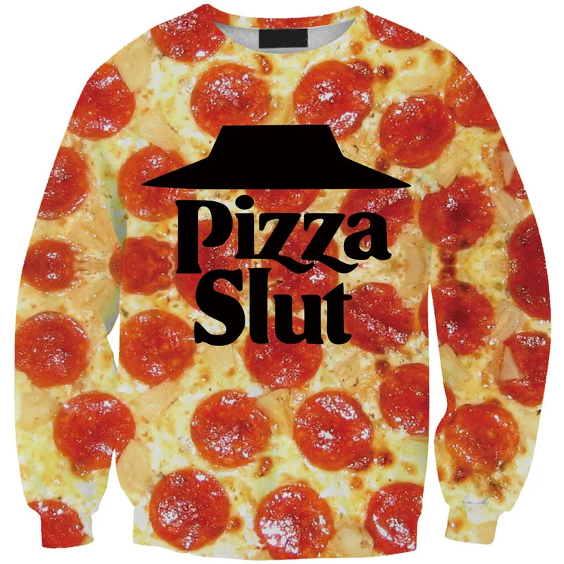 Толстовка женская с капюшоном и 3D-принтом вкусная пицца | Женская одежда