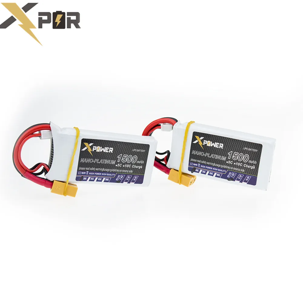 Аккумулятор Xpower 2 шт. 7 4 В 1500 мАч 30C 2S XT60/T Lipo батареи для WLtoys 12428 Wing Z84 батарея дрона VS