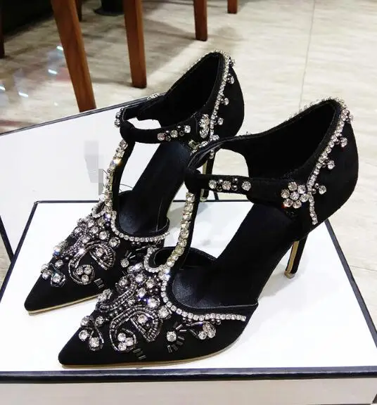 Женские вечерние туфли с Т образным ремешком желтого черного или синего цвета в