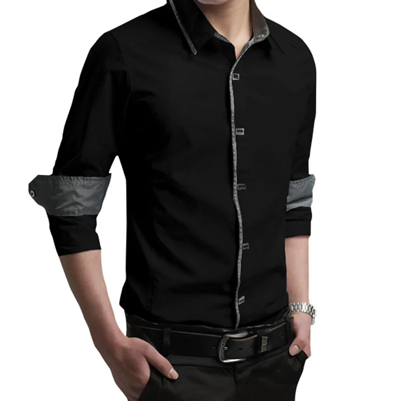 Slim Fit Повседневная рубашка для мужчин футболка Бизнес 2019 мужской 100% хлопок