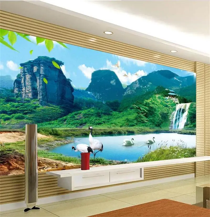 3D фрески обои Лебедь горные озера фото на заказ нетканые наклейки для комнаты