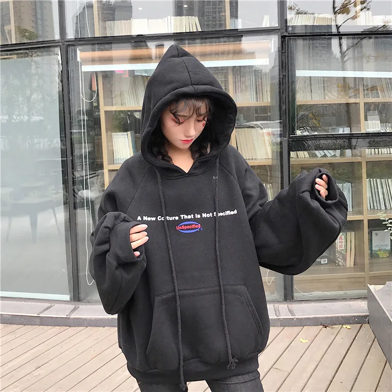 Толстовки женские пуловеры трендовые Ulzzang BF буквы толстые женские s корейский стиль студентов печатных свободные Harajuku Толстовка Одежда