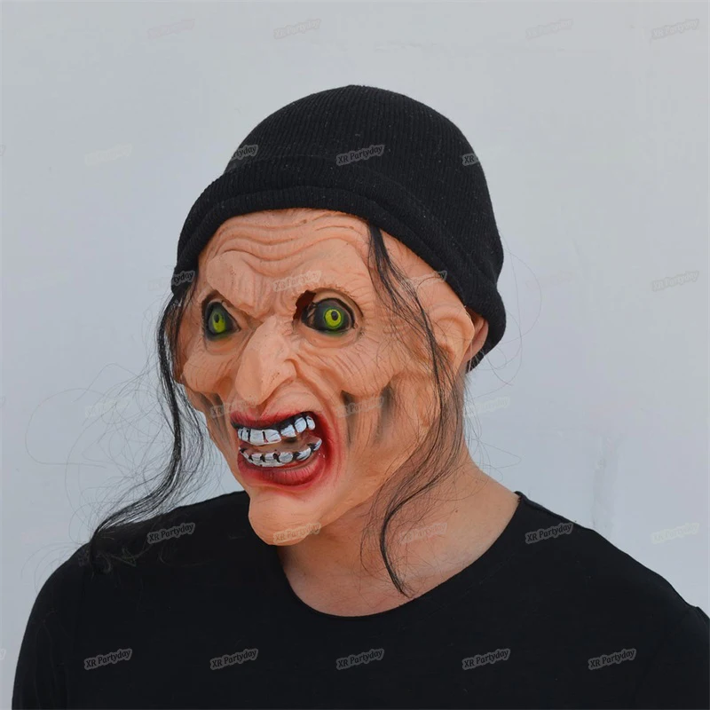 Вечерние Маски из латекса с ужасом маски для пожилых леди полный костюм маска