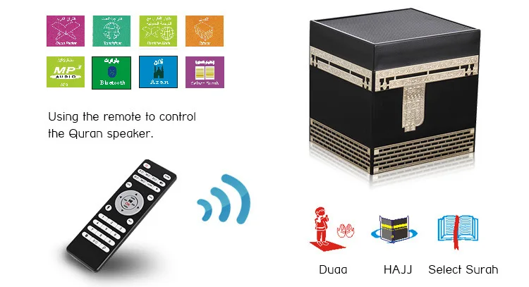 

Finewin Azan Function Muslim Bluetooth Remote Quran Player USB Card Speaker Portable Saudi Arabia Speaker High Quality