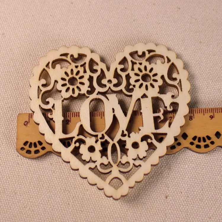 

10pcs/lot Rustic WeddingHollow LOVE Heart DIY Wooden Craft Button For Candy Gift Box Wedding Photo Frame Home Decoration