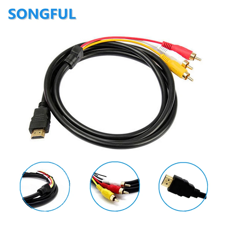 1 5 м штекер к мужчине 1080P HDMI 3 RCA Аудио Видео AV кабель компонентный провод шнур для