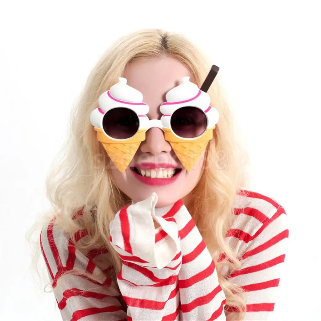 

Novelty Ice Cream Cone Shaped Sunglasses Funny Party Eye Glasses Costume Prop