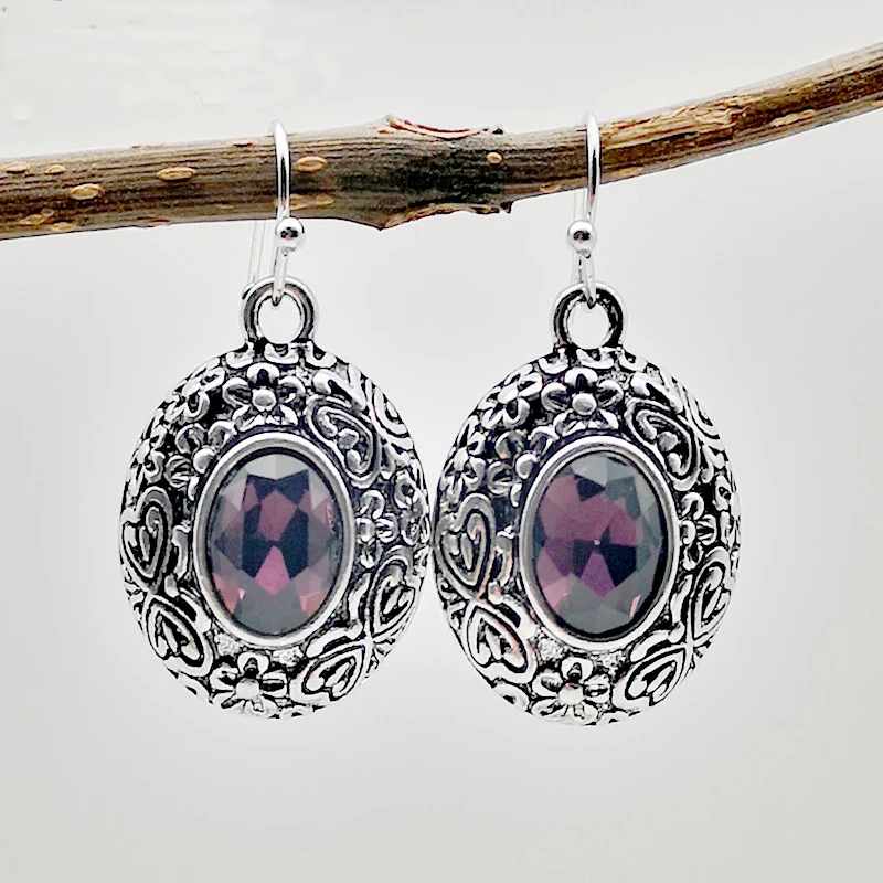 Tisonliz винтажные корейские фиолетовый хрустальный цветок длинные висячие серьги