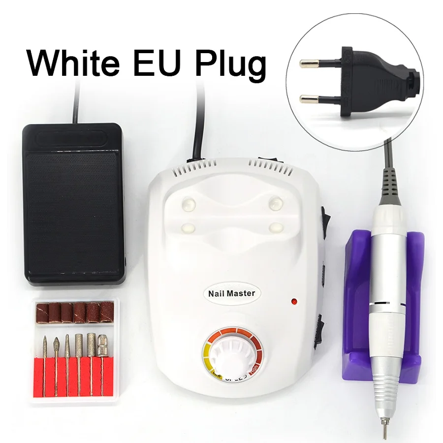 White EU plug Профессиональный маникюрный набор для маникюра и педикюра, 220 В, электрическая пилка для ногтей, инструменты для ногтей, Белый 203 - Цвет: White EU plug
