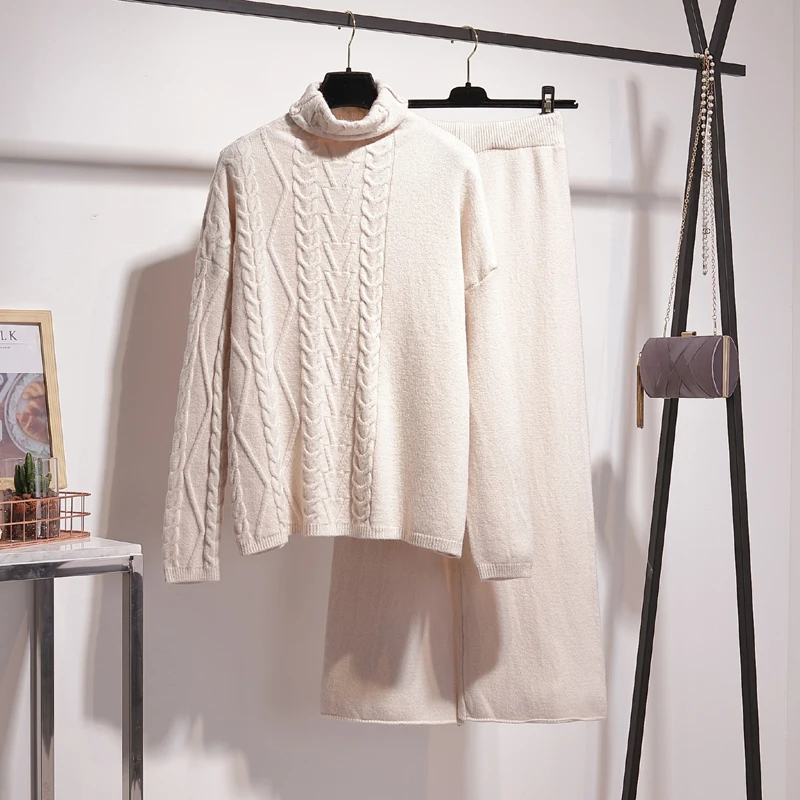 ALPHALMODA осенне зимний модный женский костюм с воротником хомутом Свободный