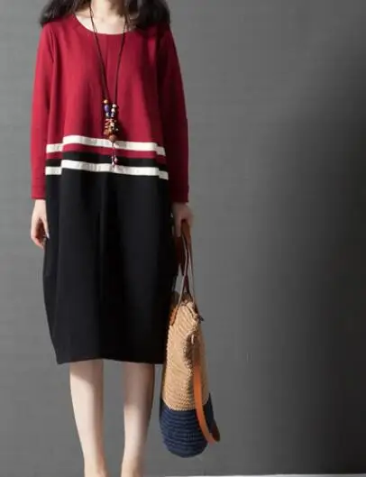 Пальто для беременных платье осень весна строчка с длинным рукавом Свободные