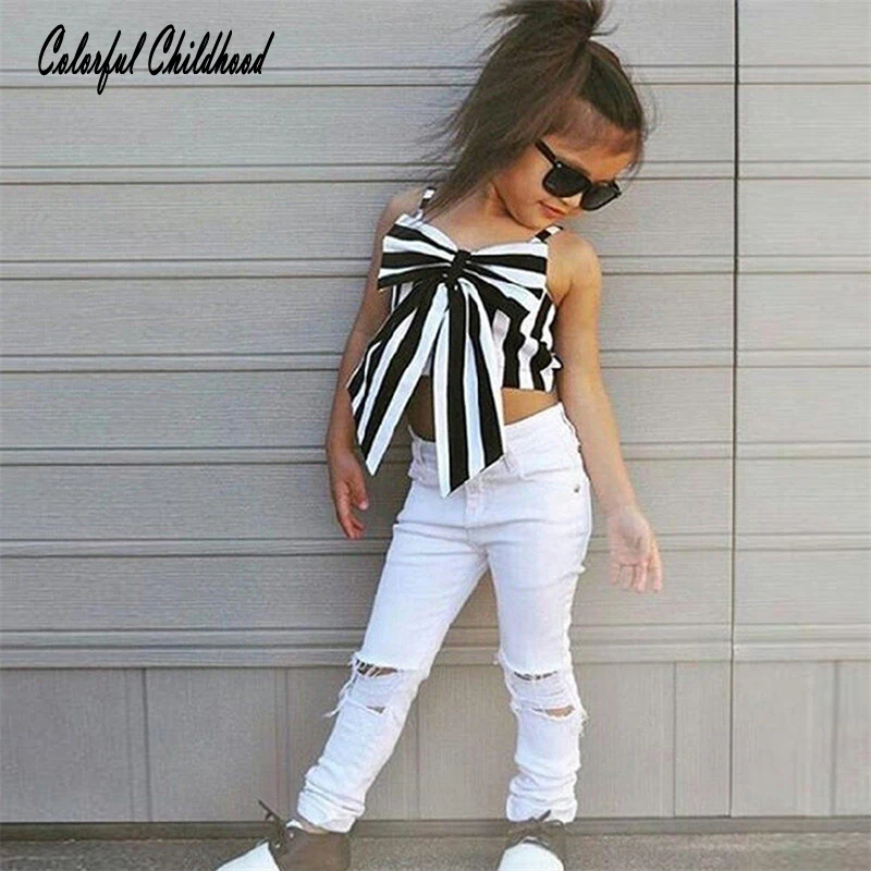 Летние Повседневные детские комплекты с большим бантом дизайнерская черная