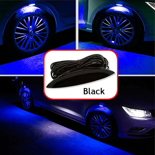Black Blue EALEN 1 комплект, Автомобильный светодиодный фонарь на колеса, атмосферная лампа для peugeot 307 206 Volvo XC60 S60 XC90 V70 Lada Grant Granta Vesta Kalina - Испускаемый цвет: Black Blue