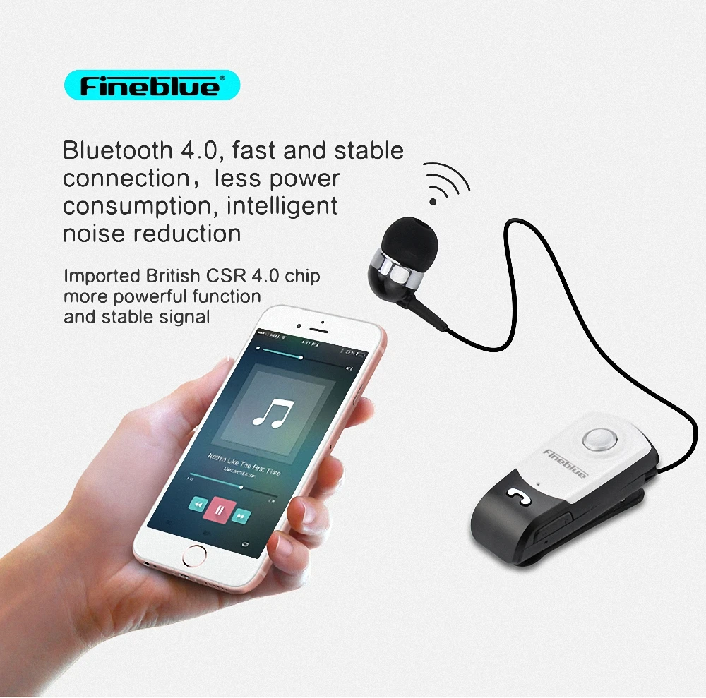 Fineblue F960 bluetooth беспроводная гарнитура для наушников+ микрофон+ зажим для смартфонов Прямая