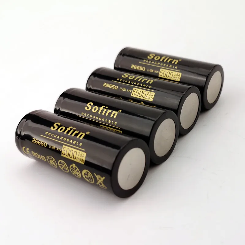 Sofirn Высокая дренажная 26650 батарея 5000mAh 25A разрядная мощность 5C 3,7 V перезаряжаемые батареи Высокая емкость литиевая батарея