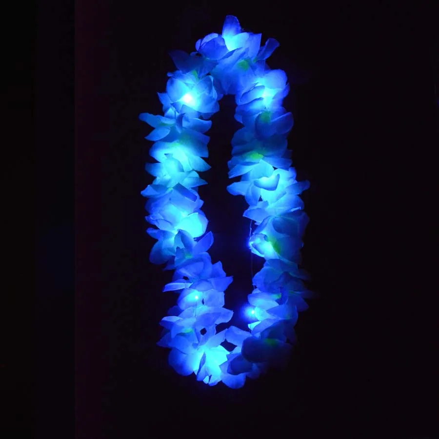 Светильник, светящийся светодиодный гавайский танец хула Luau цветок Leis гирлянда ожерелье Цветочный венок свадьба рейв неоновый День рождения украшения