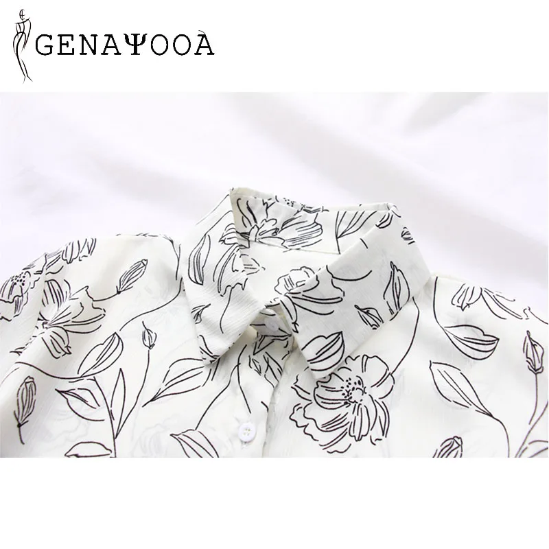 Женская шифоновая блузка с длинным рукавом белая принтом весна 2019| |