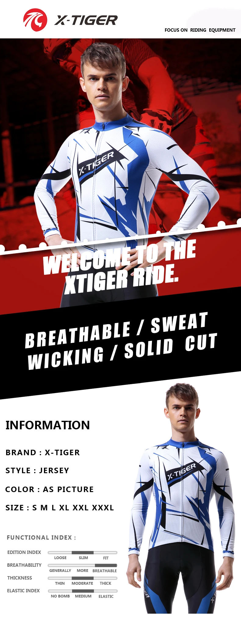 X-Tiger Pro Велоспорт Спортивная футболка для езды на велосипеде Одежда MTB велосипед одежда Весна с длинным рукавом Одежда для велоспорта Ropa De Ciclismo