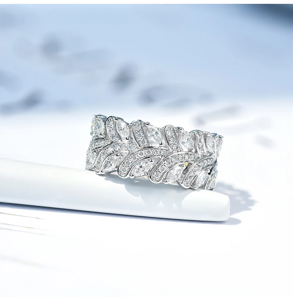 AULEEZE Роскошная сверкающая оправа 1,5 cttw Moissanite бриллиантовое кольцо Настоящее 14 к белое золото офисное женское кольцо
