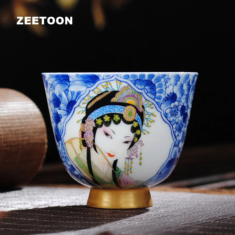 110 мл бутики Цзиндэчжэнь семейство Роза фарфоровая чайная чашка сине белая