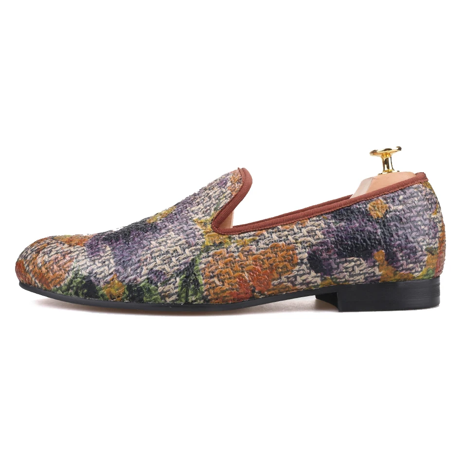 Мужские мокасины на плоской подошве разноцветные в стиле граффити | Обувь