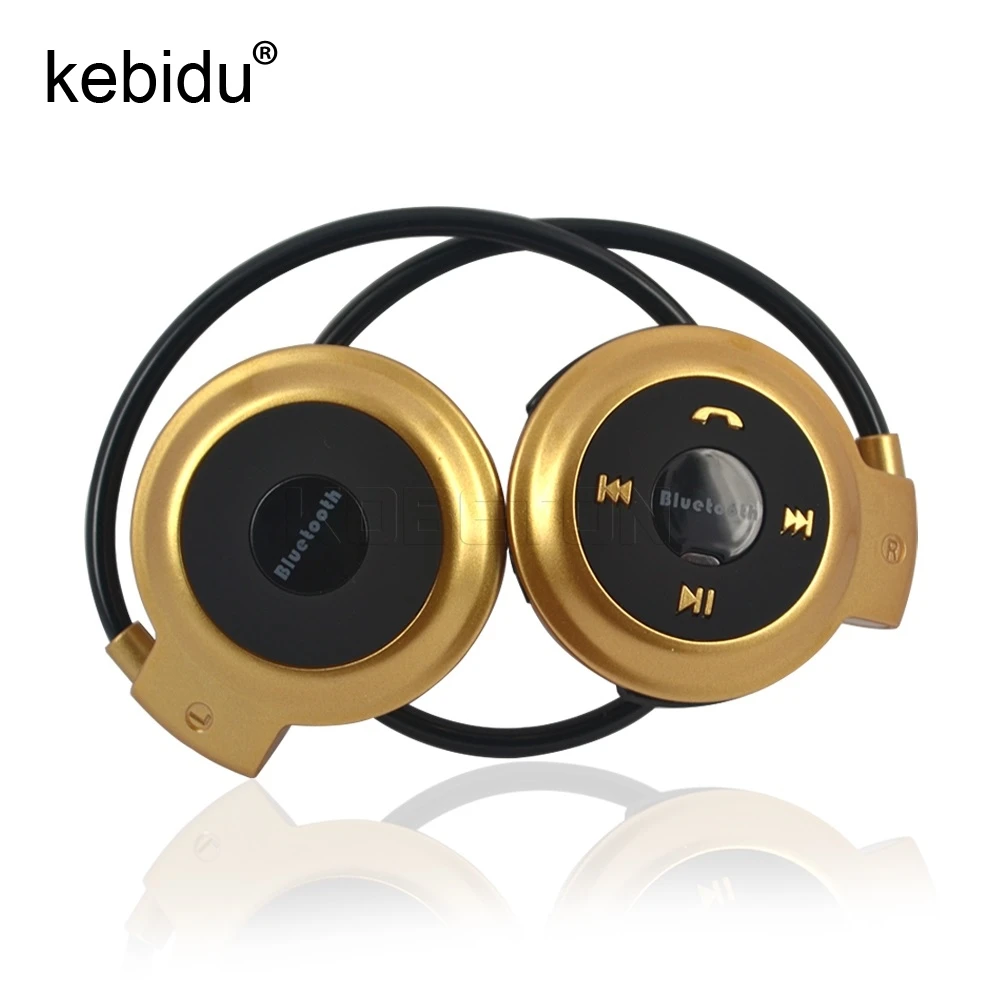 Спортивные мини наушники Kebidu Bluetooth TF + FM MP3 с резинкой на шее складные беспроводная