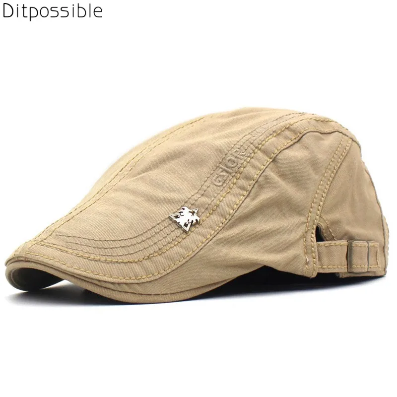 Шапка берет мужская летняя Классическая из хлопка с вышивкой|Мужская кепка