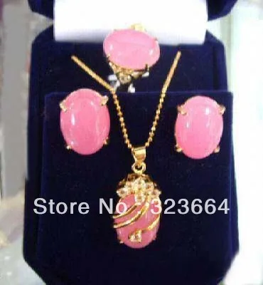 Розовый кулон ожерелье кольцо серьги набор | Украшения и аксессуары