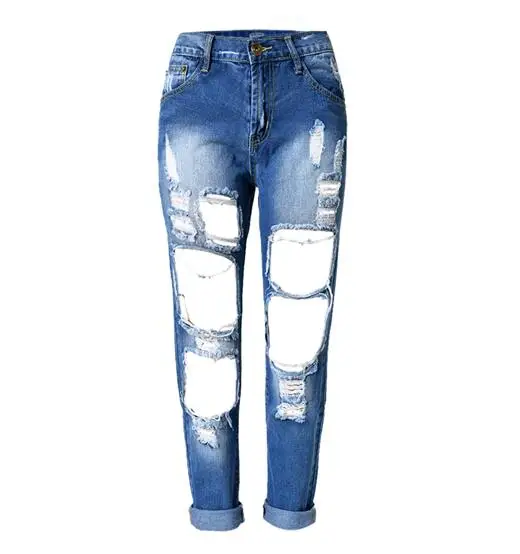 Dark blue plus white Топ продаж Модные бойфренды уличный стиль женские сексуальные джинсы женские свободные джинсовые рваные джинсовые брюки-карандаш - Цвет: Dark blue plus white