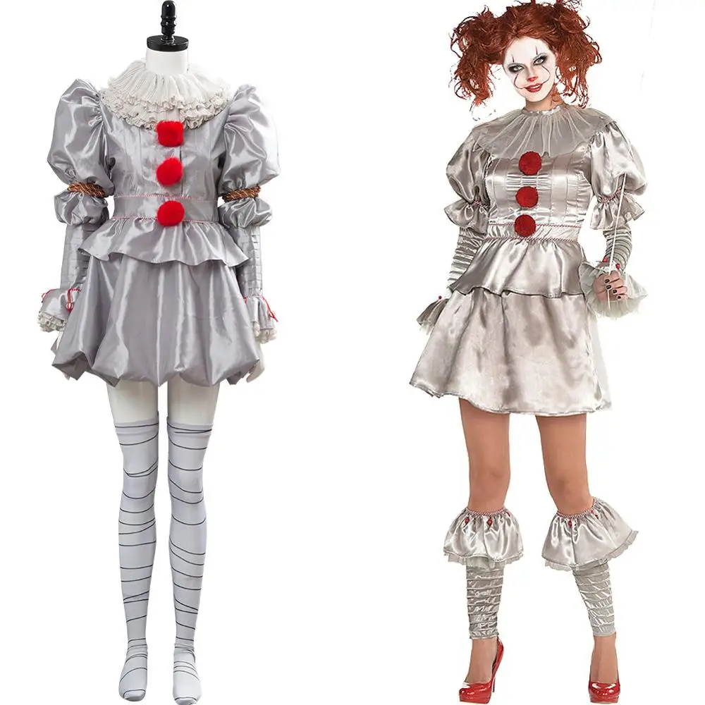 Женский костюм Pennywise IT Stephen King It: глава 2 косплей клоуна обычный на