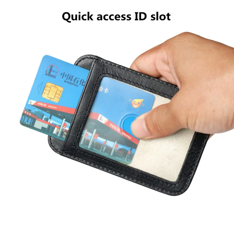 RFID Блокировка зажим для денег кошелек из натуральной кожи передний карман