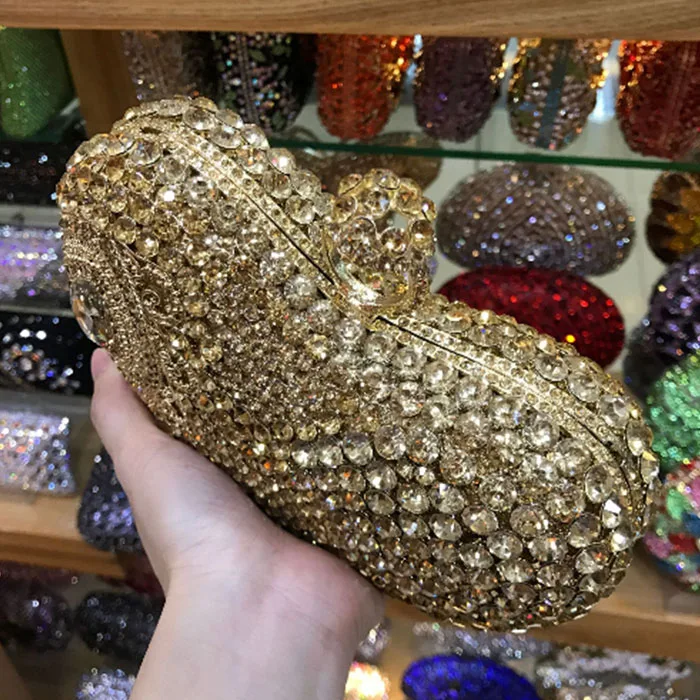 Золотистый и серебристый роскошный вечерний клатч с кристаллами Стразы