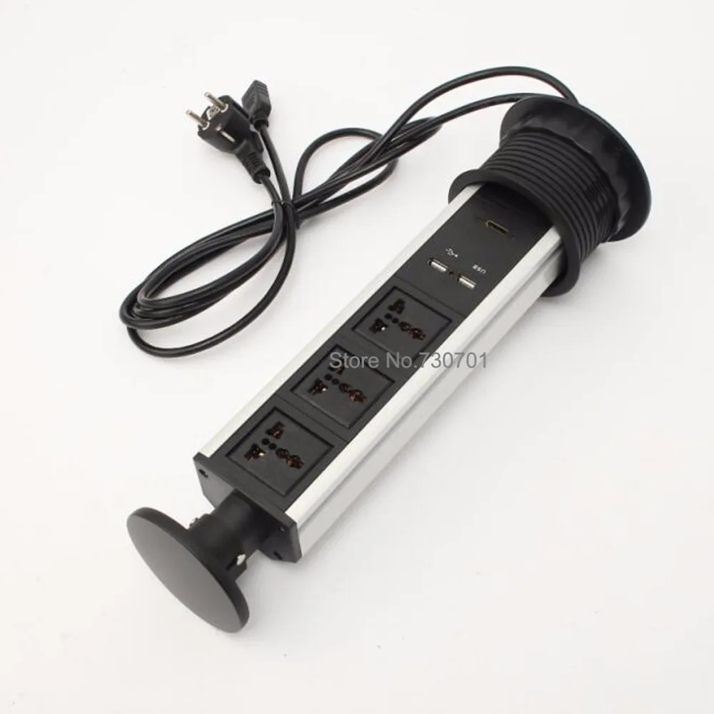 

HDMI cable charge USB pop up hidden socket for home office meeting table with female cable cord