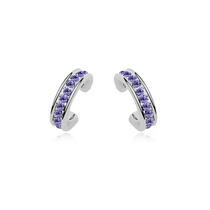 BAFFIN модные вечерние серьги с кристаллами от Swarovski серебристого цвета серьги-гвоздики для женщин повседневные ювелирные изделия - Окраска металла: tanzanite