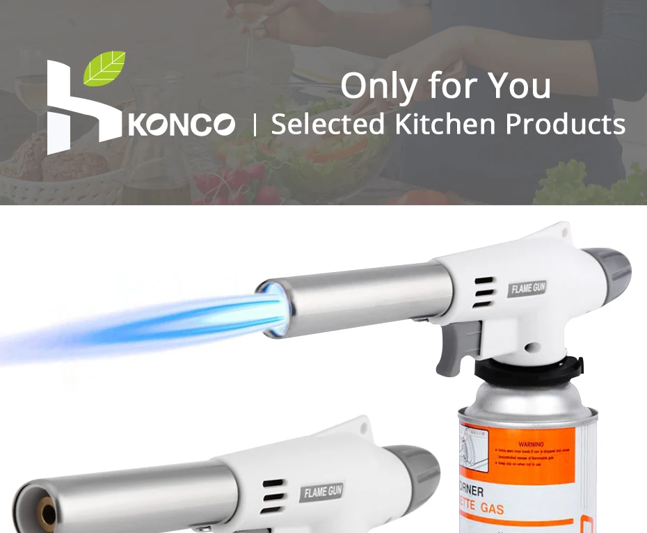 KONCO газовая горелка-пистолет, барбекю нагревательный зажигательный бутановый огнемет, Сварочная газовая горелка зажигалка, кухонные зажигалки для выпечки