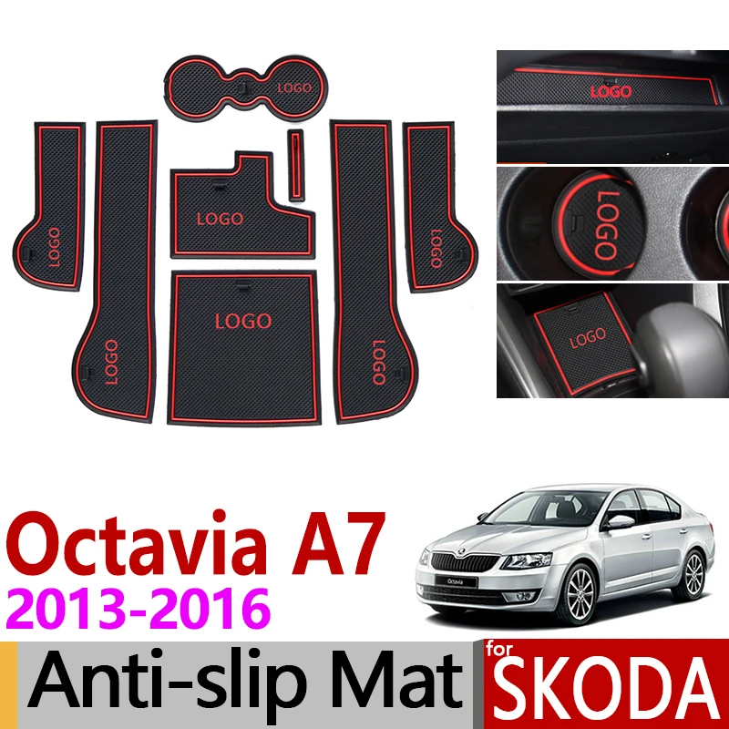 

Anti-Slip Gate Slot Mat Rubber Coaster for Skoda Octavia A7 2013 2014 2015 2016 MK3 5E RS pre-Facelift Accessories Car Stickers