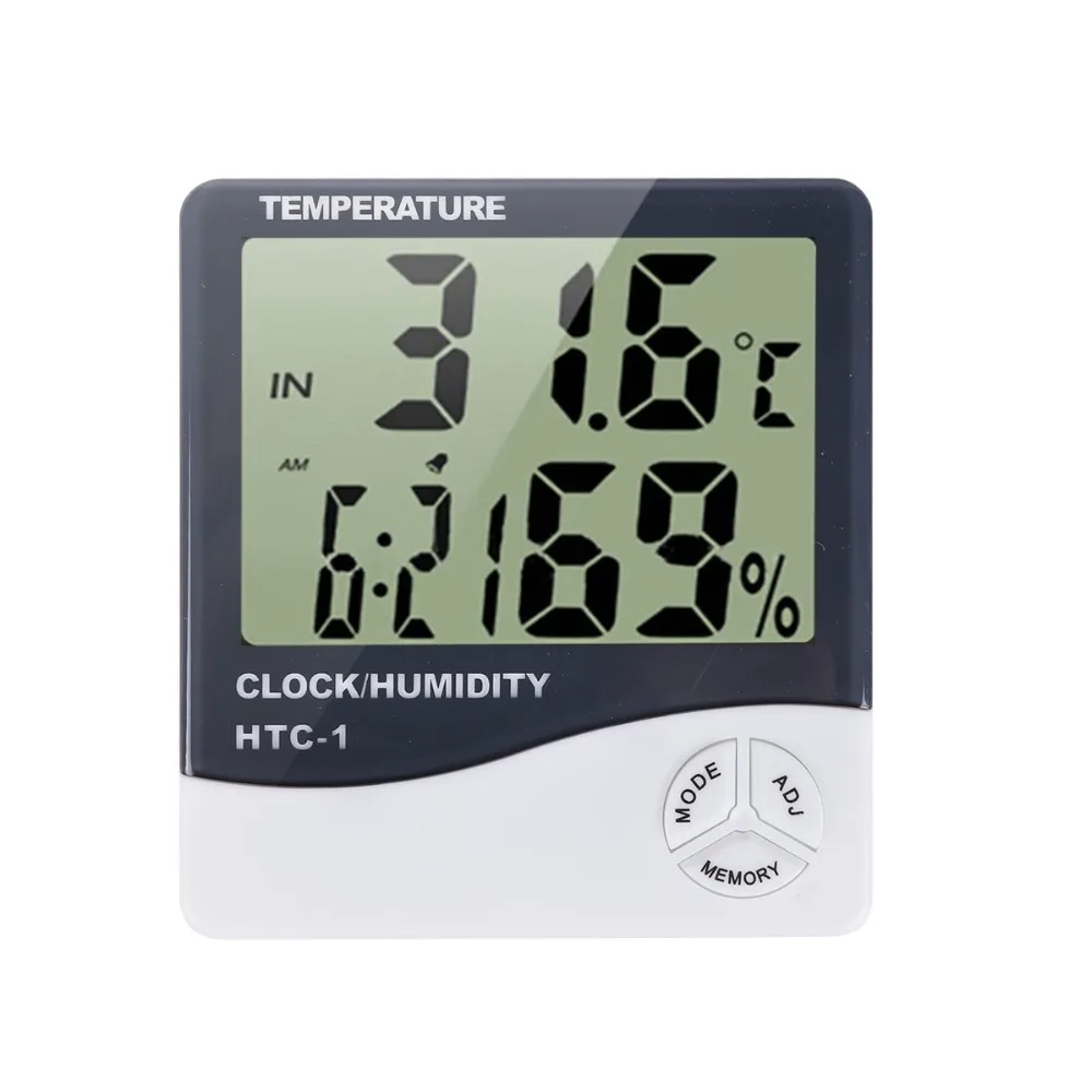 

HTC-1 Digital Thermometer Hygrometer Electronic LCD Temperature Humidity Meter Weather Station Indoor Outdoor Clock