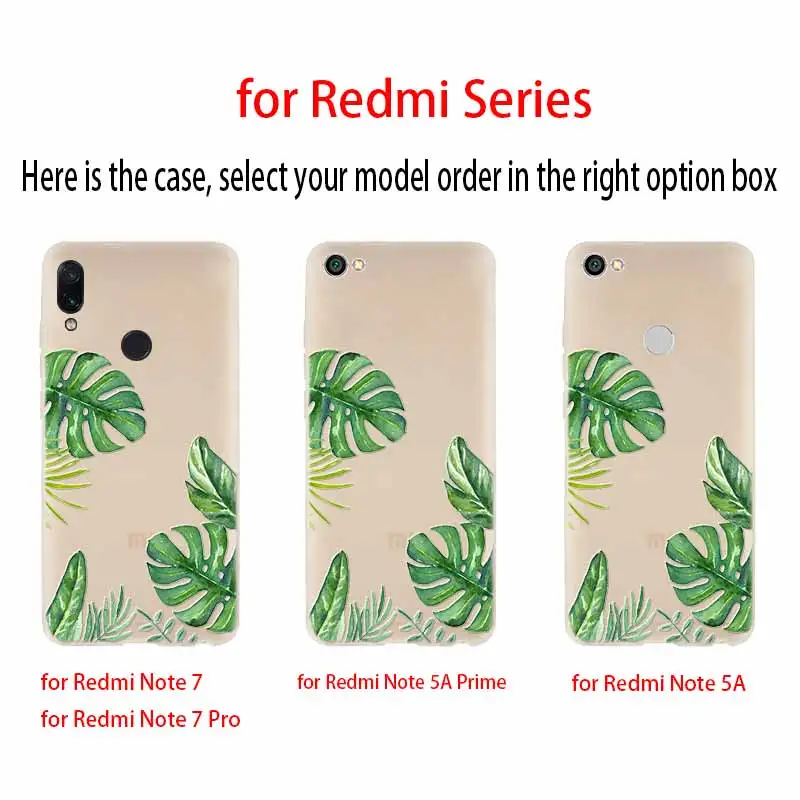 Мягкий чехол С КАКТУСОМ банановыми листьями для Xiaomi Redmi Note 10 9 8 7 6 5 Pro Max 10S 9S 9T 8T