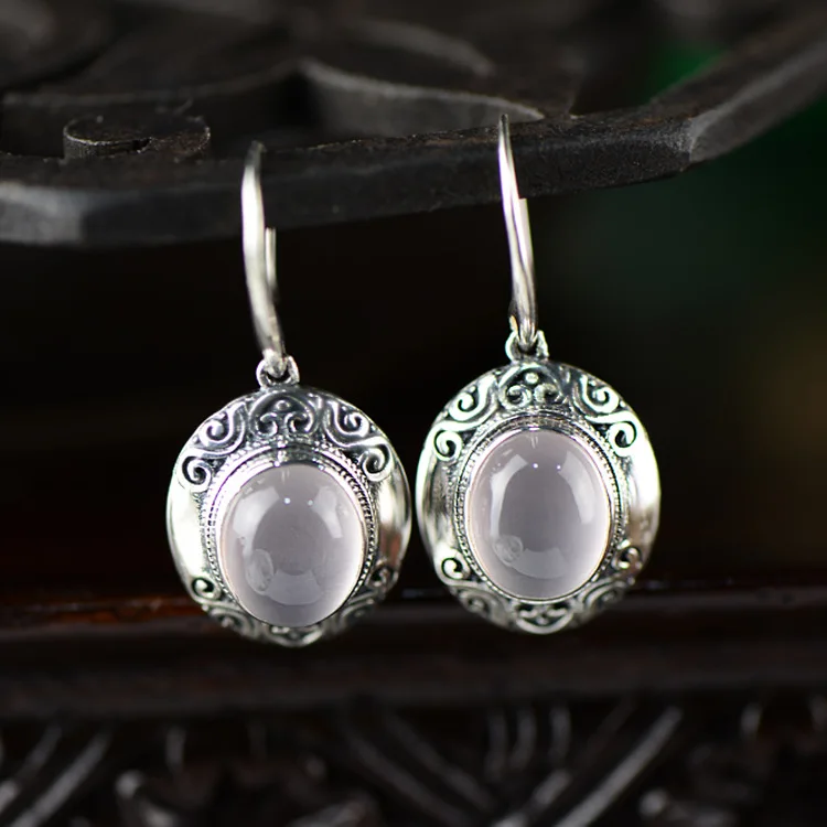 Женские серьги подвески из серебра 2019 пробы с розовым кварцем|Серьги-подвески| |