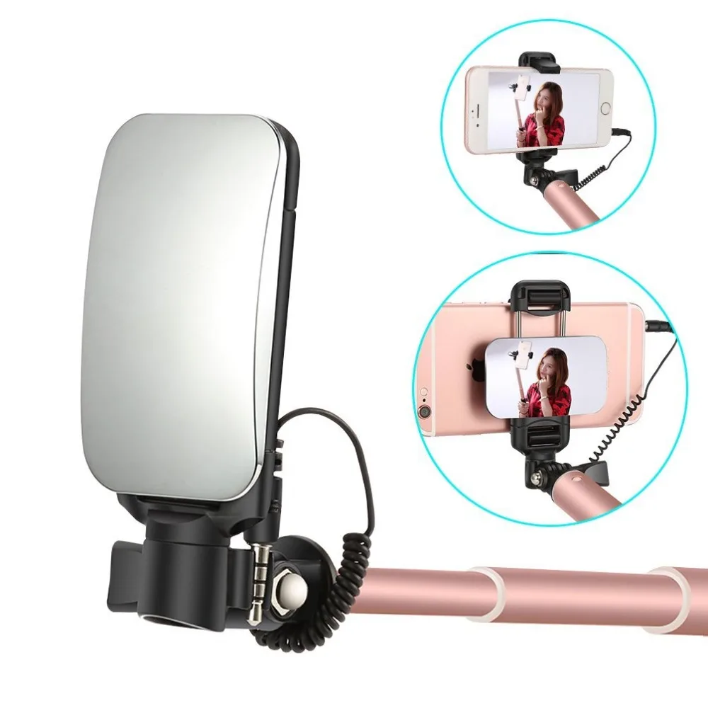 Раздвижной ручной монопод селфи Палка с зеркалом заднего вида мини штатив