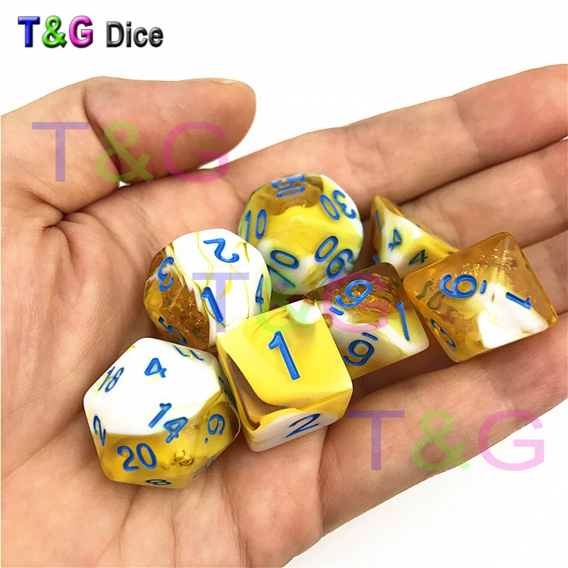 T& G высокое качество, цветные прозрачные и белые игральные кости, разноцветные D4-D20 для ролевых игр, настольных игр, Вечерние игры