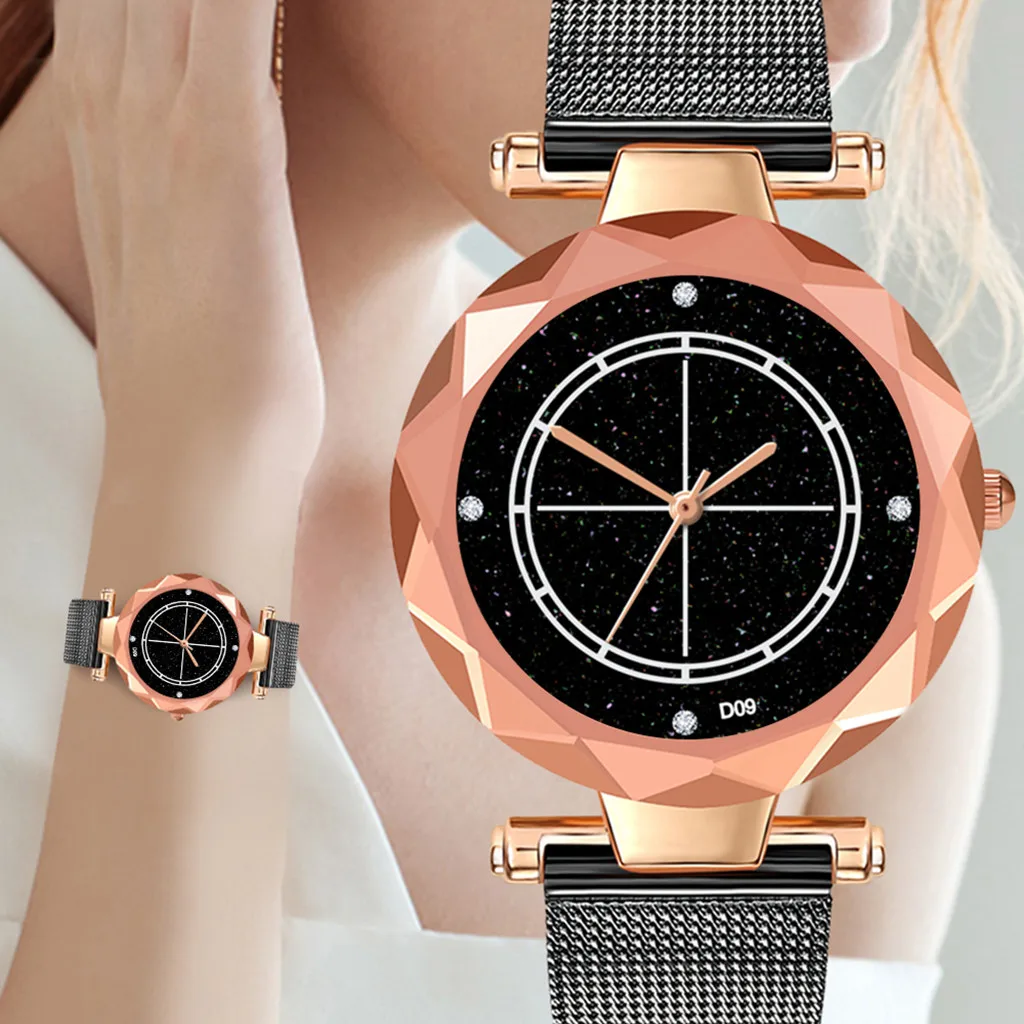 Женские часы в стиле ретро минималистичный циферблат со стразами сетчатый