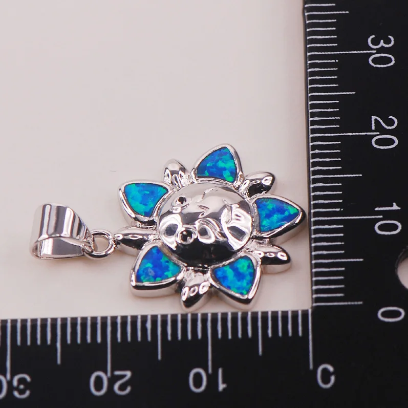 Подвеска из серебра 925 пробы с голубым огненным опалом P131|pendant cherry|pendant doublep131 |