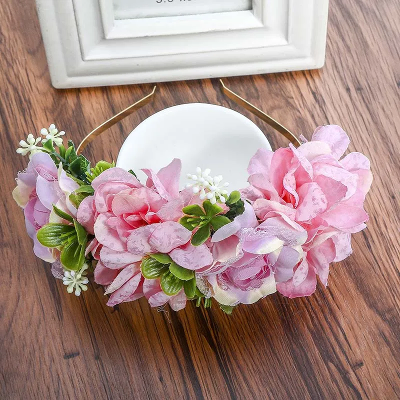 Pink Haimeikang модная цветочная ткань повязка для волос реалистичные фрукты кружева бутон повязки для женщин 3 цвета пляжные свадебные аксессуары для волос - Цвет: Pink