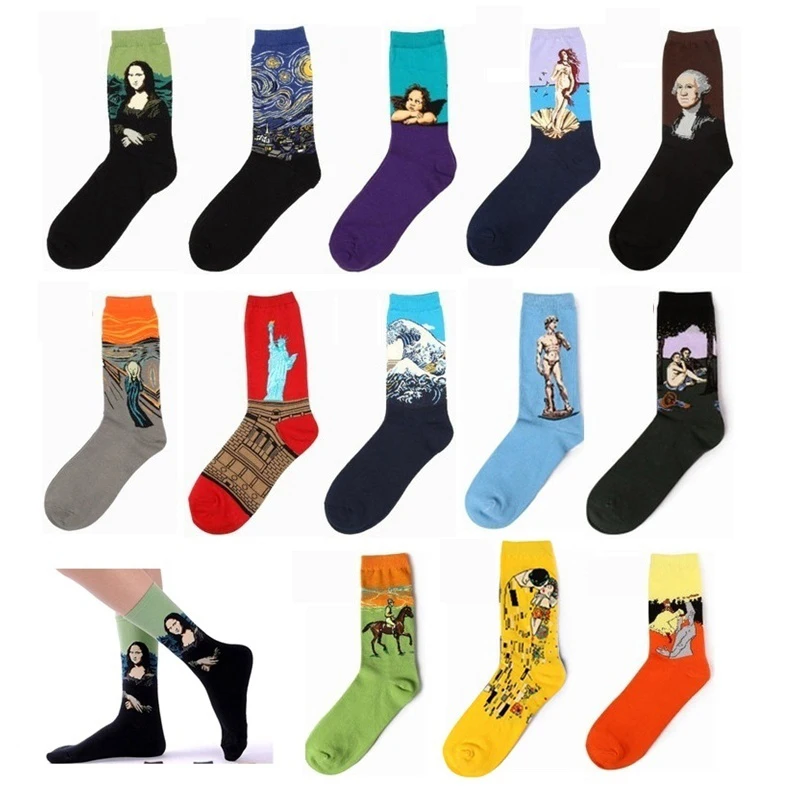 Модные хлопковые носки с объемным принтом и забавным мультипликационным унисекс