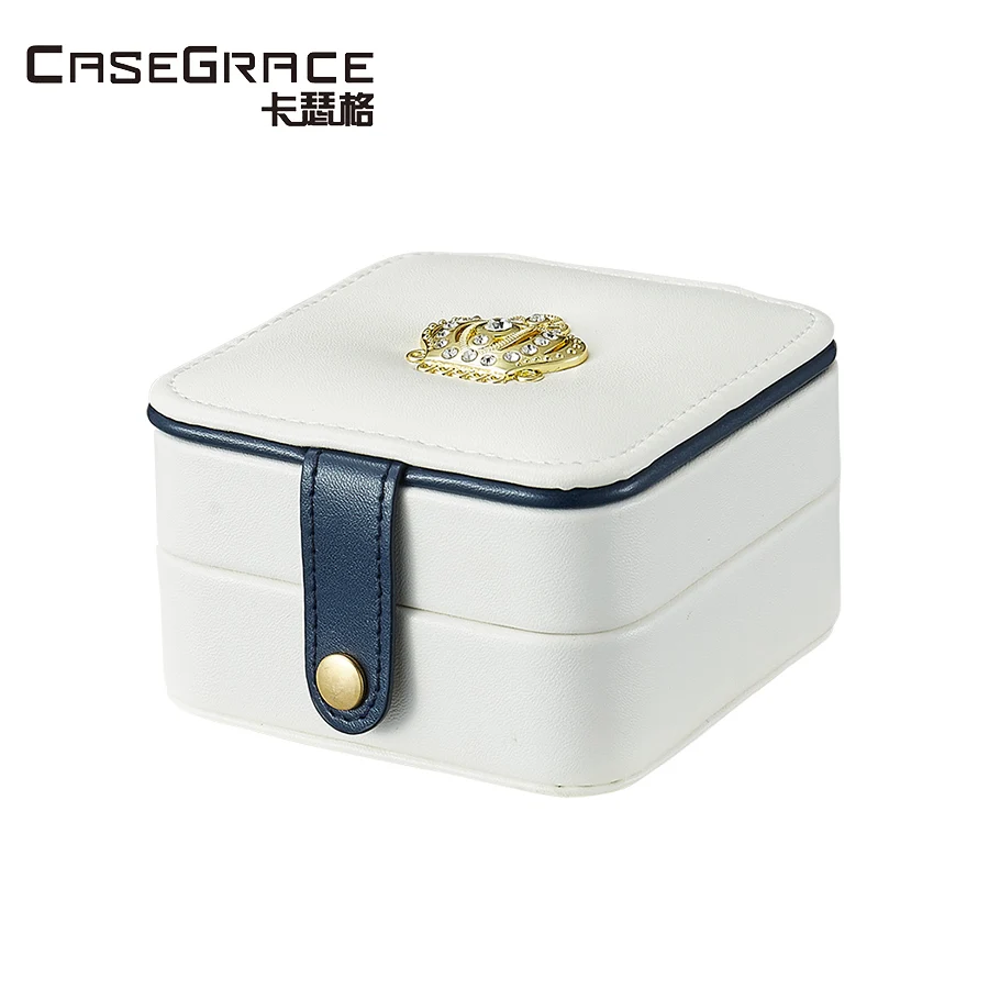 Коробки для хранения украшений Casegrace изысканного дизайна с кожаной отделкой и украшены короной, органайзеры для сережек, колец и браслетов, арт. 01144.
