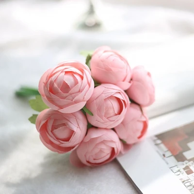 7PCS pink 7/9 шт./компл. искусственный букет роз Декоративные Шелковые цветы букеты невесты, украшение для свадьбы, дома, Вечерние Декорации для свадьбы - Цвет: 7PCS pink