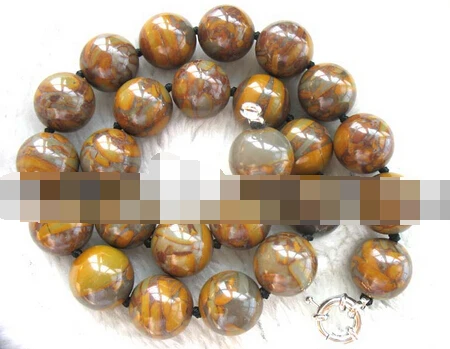 Ddh003804 bamboo агат коричневый круглый 16 мм ожерелье 18 "природа (B0409) | Украшения и