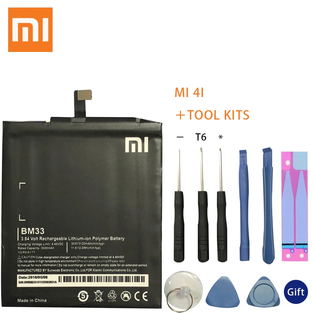 Xiao Mi BM33 батарея для телефона XIaomi Mi4i 4i M4i сотового 3120mAh + Инструменты|Аккумуляторы