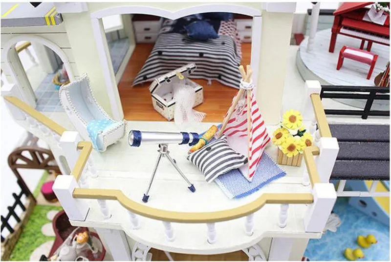 Миниатюрный садовый бассейн вилла модель ручной работы деревянный кукольный